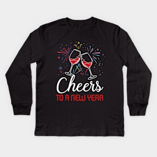 Cheers To A New Year Wine Glass 2019 T-shirt Kids Long Sleeve T-Shirt